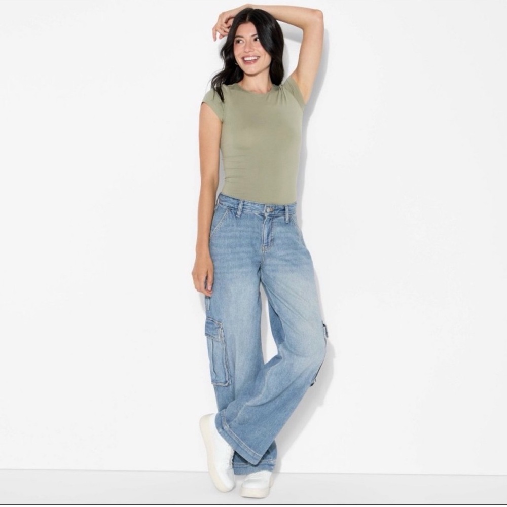 Mid-rise Wide-leg Cargo Jeans From Wild Fable- Size 0 NWT